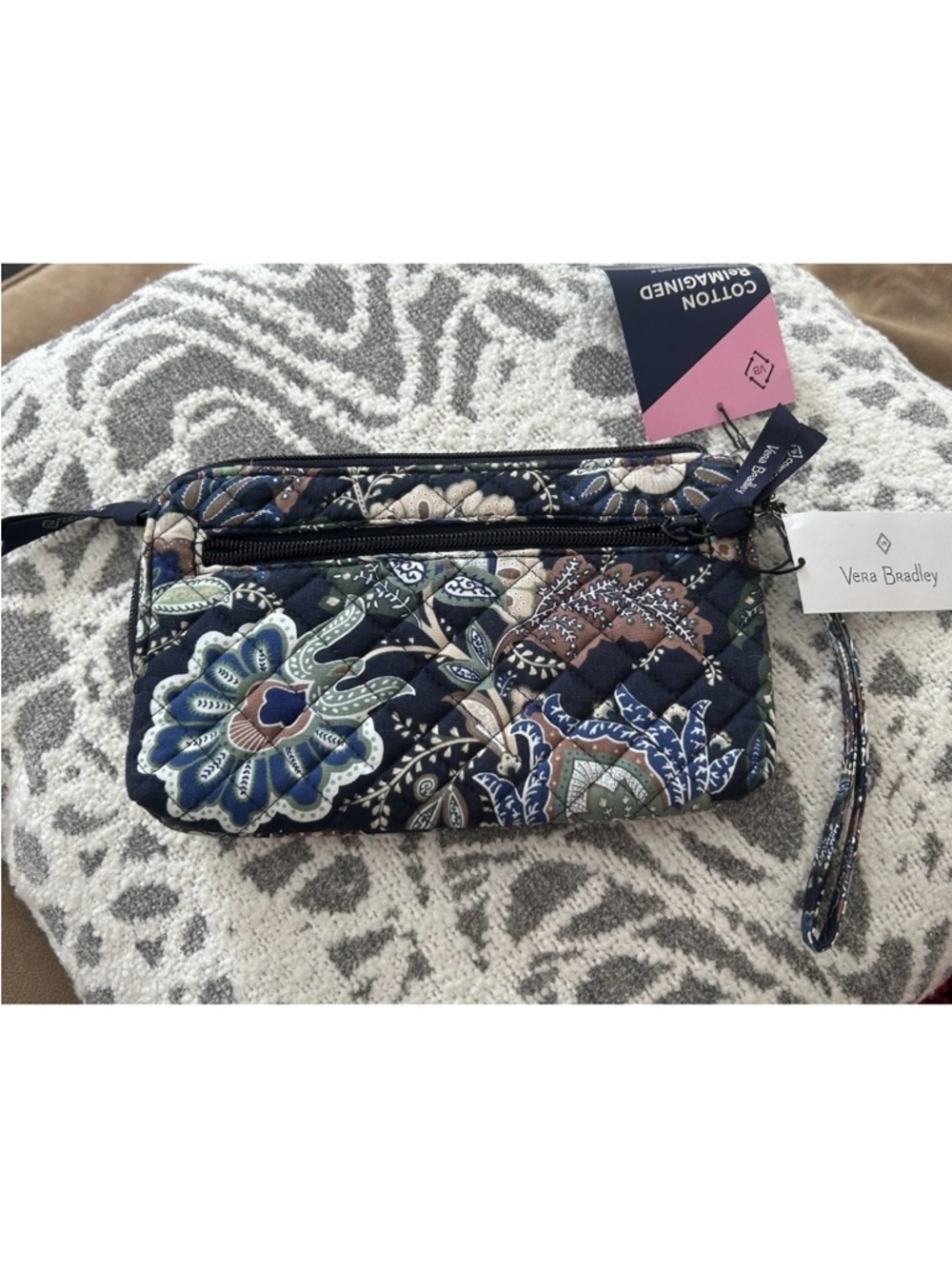 Vera Bradley Java Navy Camo RFID WRISTLET  Waller  purse Cotton NWT NEW